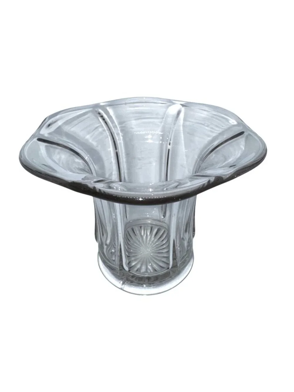 Clear Glass Flared Candle Holder Vase